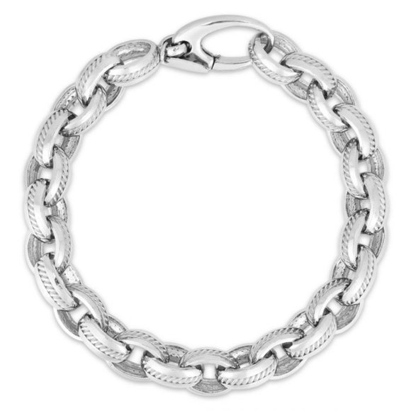 Men's Cable Inlay Rolo Chain Link Bracelet - Picture 1 of 1